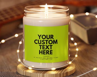 Personalized Soy Candle, Custom Text Gift, Aromatic Scents
