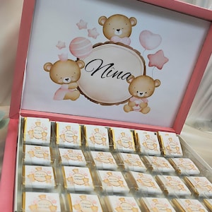 coffret chocolat personnalisé, boite de chocolat personnalisé pour tout événement.. baptême, naissance, cadeau de remerciement