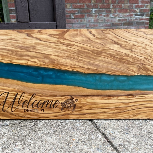 Olive Wood Resin Tray Etsy