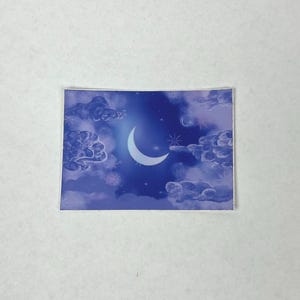 Pegatina de luna, pegatina de color morado oscuro/noche, pegatina minimalista, pegatina estética, calcomanías para portátiles, agendas y diarios, pegatina para manualidades