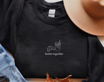 Baking Sweatshirt, Iced Coffee Sweatshirt, Coffee Shirt, Croissant Sweatshirt, Croissant Lover Gift, Coffee Lover Gift, Foodie Gift