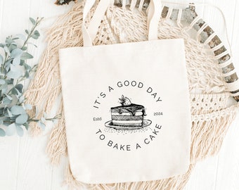 Cake Baking Tote Bag, Baking Lover Gift, Library Tote Bag, Aesthetic Shopping Bag, Baking Gift, Bookish Tote Bag, Gift For Her, Market Bag