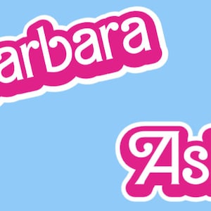 custom name stickers. any name you would like! Pink doll stickers.