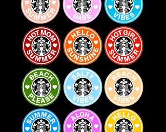 summer coffee 12 sticker sheet. mix and match or get all the same one