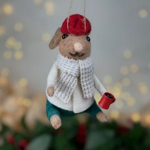 Needle Felted Mice, Cocoa Mice Ornaments, Wool Mice Ornament, Mice Ornament, Mice Christmas Ornament, Christmas Mouse, Felt Mouse Gift