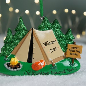 Camping Tent Personalized Christmas Ornament, Camping Christmas Ornament, Hiking Lover Christmas Keepsake, Christmas Gift for Camper