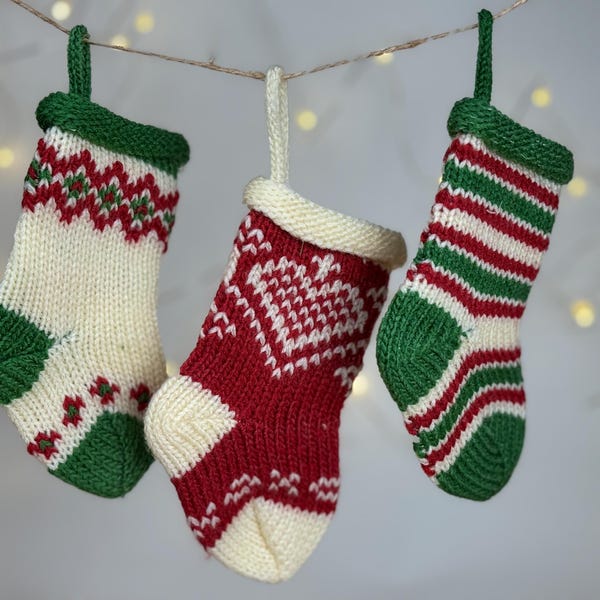 Knit Stocking Ornament, Christmas Stocking Ornaments, Mini Knit Christmas Stocking, Christmas Gift