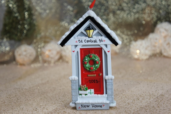 New Home Ornament, Red Home Ornament, Door Personalized Christmas Ornament, New Apartment Ornament, My First Home, Personalized Ornaments