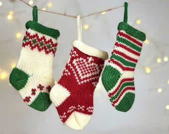 Knit Stocking Ornament, Christmas Stocking Ornaments, Mini Knit Christmas Stocking, Christmas Gift