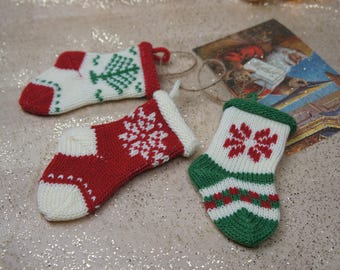 Knit Stocking Ornament, Christmas Stocking Ornaments, Mini Knit Christmas Stocking, Christmas Gift