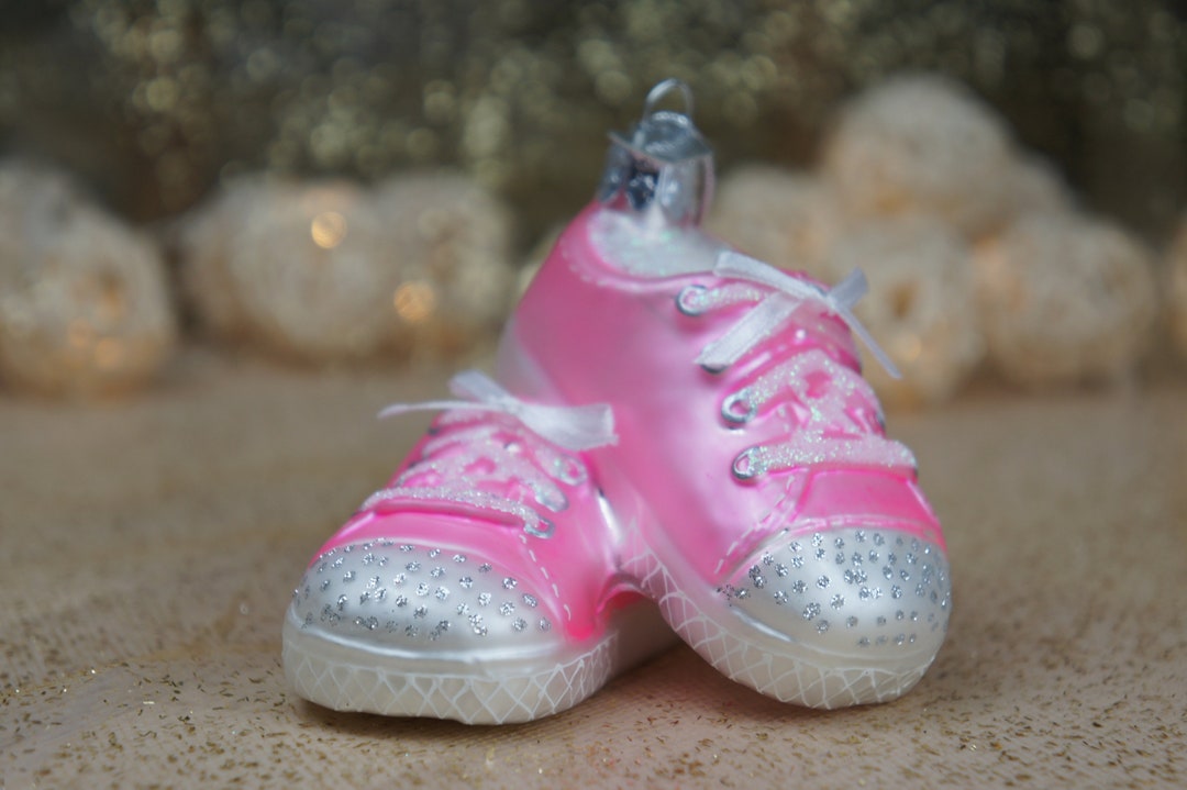 Glass Pink Baby Shoes Christmas Ornament, Baby's First Christmas ...