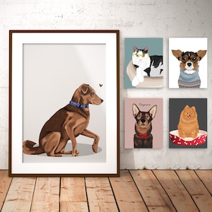 Retrato de mascota personalizado, Ilustración de perro personalizada, Retrato de perro, Regalo de mascota, Retrato de dibujos animados, Dibujo de mascota