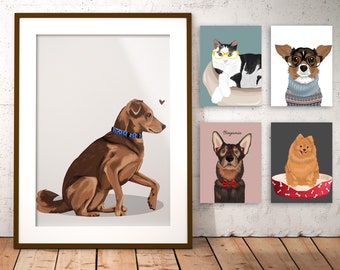 Custom Pet Portrait: Personalized Dog Illustration (Digital File)