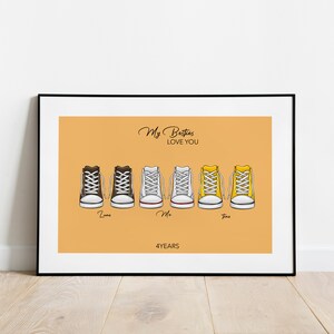 Capture recuerdos en lienzo: retrato de zapato digital personalizado que presenta el estilo único de su familia, regalo personalizado para su esposa