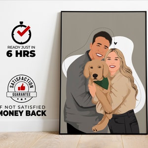 Benutzerdefinierte Familien Porträt mit Haustieren, Geschenk zum Muttertag für Mutter von Tochter, personalisierte Familie Wand Kunst Illustration, Mama Geburtstagsgeschenk