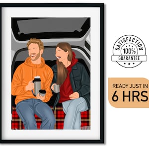 Pintura de retratos a partir de una foto – Arte de pared de regalo personalizado - Dibujo a partir de una foto - Retrato de dibujos animados