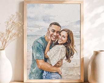 Custom Watercolor Couple Portrait from Photo, Personalized Wedding Anniversary Gift
