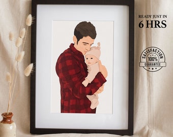 Personalized Father&#39;s Day Gift, Custom Dad Portrait, Christmas gifts, Wall art, Father&#39;s Day unforgettable