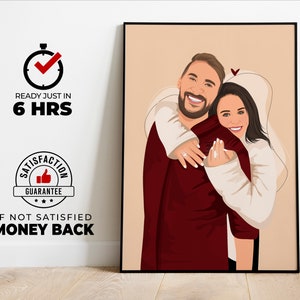 Couple portrait, gift for couple, faceless portrait, engagement drawing, boyfriend portrait, family portrait, custom gift, Faceless Gift