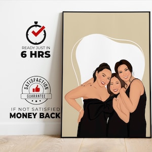 Pintura de retrato de cumpleaños de la mejor amiga, regalo personalizado para la mejor amiga, regalo para ella, regalo para novia, retrato sin rostro, regalos para niñas