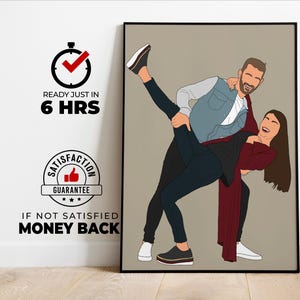 custom couple portrait, couple drawing, faceless portrait print, Engagement portrait print , Engagement couple painting,