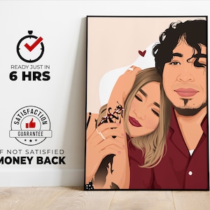 regalo di fidanzamento personalizzato, ritratto di coppia, ritratto senza volto, disegno di coppia, regalo per coppia, regalo BFF, disegno di fidanzamento