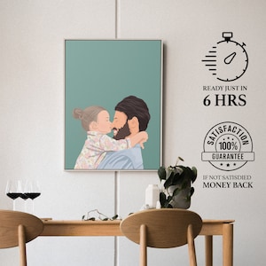 Personalisiertes Vatertagsgeschenk, individuelles Dad Portrait, bedeutungsvolles Kunstwerk, Wandkunst, Vatertag unvergesslich Bild 1