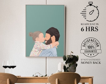 Regalo personalizzato per la festa del papà, ritratto personalizzato del papà, opera d'arte significativa, arte della parete, festa del papà indimenticabile