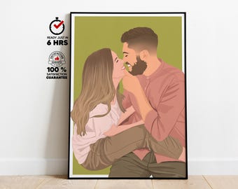 Custom Faceless Couple Portrait Illustration From Photo