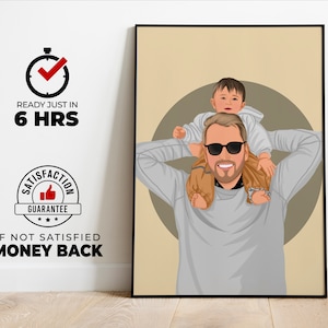 Ritratto di famiglia personalizzato, regalo personalizzato per la festa del papà, regalo personalizzato, festa della mamma, poster con ritratto digitale, tela da parete