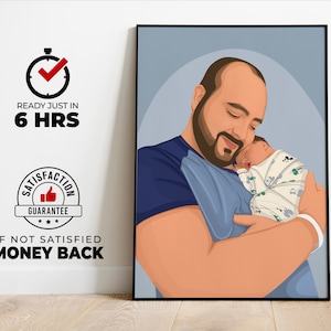 Regalo personalizado para papá, Regalo de dibujo para padre, Retratos sin rostro para foto de perfil, Retrato sin rostro dibujado a mano, Dibujo de foto