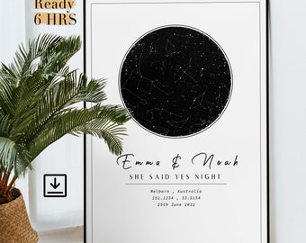 Custom personalized gift - Unique Romantic Gift for Him or Her - Personalized Night Sky Print by Date - Perfect Valentine's Day Gift