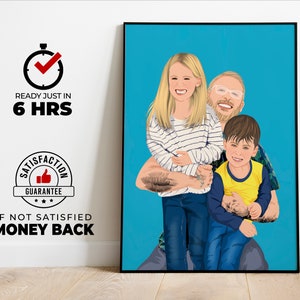 aangepast familieportret, cadeau voor familie, gezichtsloos portret, familietekening, portret van vriend, familieportret, cadeau met vaderdag