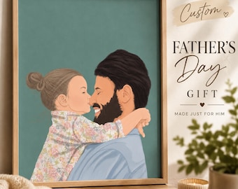Personalized Father's Day Gift, Custom Dad Portrait, Meaningful Artwork, Wall art, Father's Day unforgettable