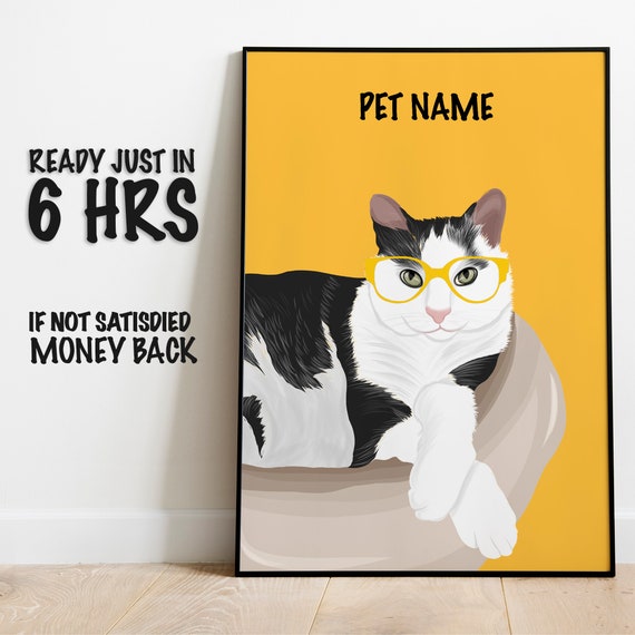 Personalized Pet Portrait, Watercolor Painting, cat Drawing, Pet Memorial Gift, Gift For Him