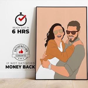 couple drawing, custom couple portrait, couple painting, faceless portrait print, Engagement portrait print , Engagement photo painting gift