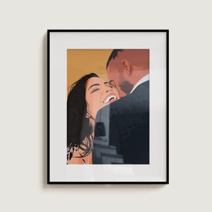 Custom Vector Art Portrait, gift for her, engagement Couple Drawing, Personalized Gift, Customized Illustration image 2