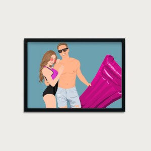 custom couple portrait, couple drawing, couple painting, faceless portrait print, Engagement portrait print , Engagement photo painting gift