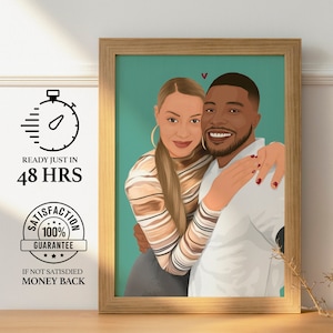 Retrato de pareja personalizado, regalo personalizado para ella, retrato sin rostro, regalo para novio, regalo personalizado para él