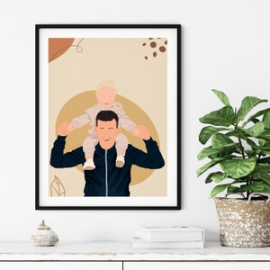 Cadeau personnalisé pour la fête des pères, portrait de papa personnalisé, œuvre dart significative, art mural, fête des pères inoubliable image 4