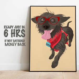 Retrato de mascota personalizado, pintura de acuarela personalizada, regalo conmemorativo para mascotas, dibujo de perro, regalo para ella