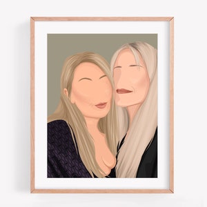 Ritratto personalizzato minimale per i migliori amici, regalo di illustrazione, regalo unico personalizzato, regalo con ritratto personalizzato, regalo per lei, arte murale minimale