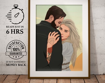 Custom Portrait from Photo, Printed Family Illustration, Cartoon Portrait, Custom Portrait Personalized Print, Gift for Him, Custom Drawing