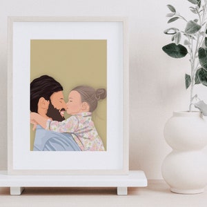 Personalisiertes Vatertagsgeschenk, individuelles Dad Portrait, Weihnachtsgeschenke, Wandkunst, Vatertag unvergesslich Bild 4