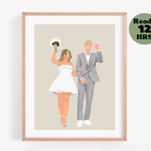 Custom Portrait Anniversary Gift, Personalized Wedding Keepsake, Engagement Photo Present, Home decor