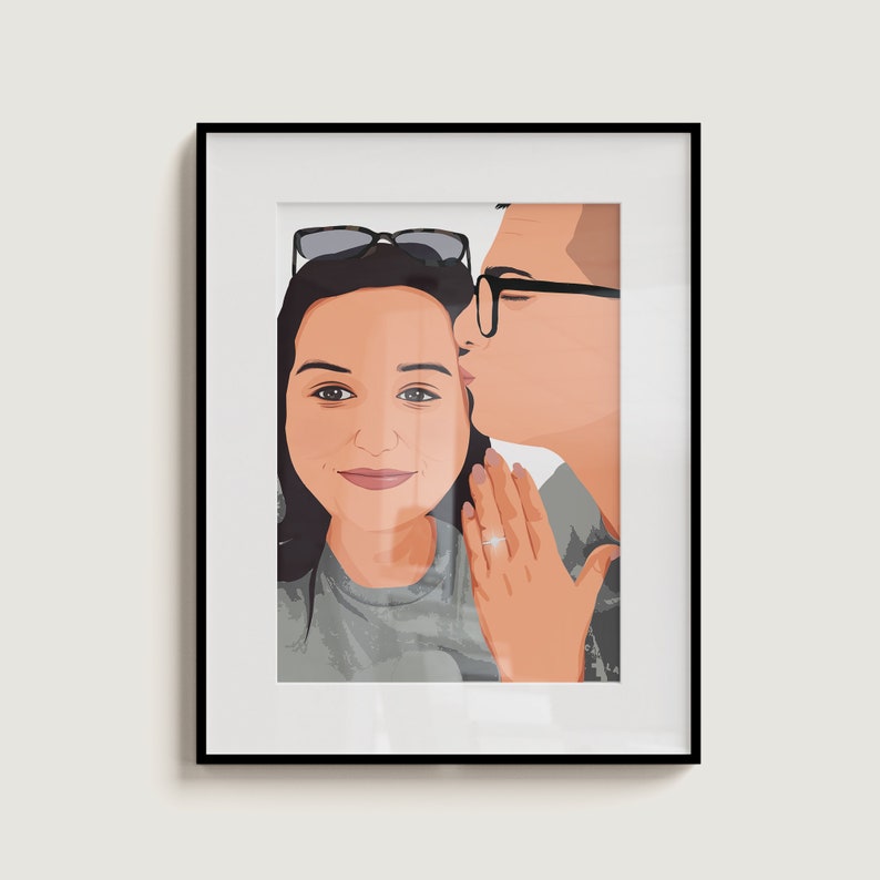 Custom Vector Art Portrait, gift for her, engagement Couple Drawing, Personalized Gift, Customized Illustration image 8