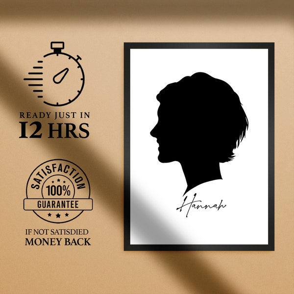 Custom Silhouette Portrait, the perfect personalized gift for birthday, Custom Kids Room Decor, Unique Birthday Gift