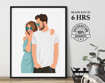 Custom minimalist Faceless Portrait, faceless portrait, Faceless Digital Portrait, Personalized Gift, Family Custom photo, gift for her