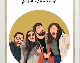 Regalo personalizzato con ritratto di bestie, illustrazione di famiglia con ritratto senza volto, ritratto di coppia, ritratto personalizzato per amico, regali di compleanno