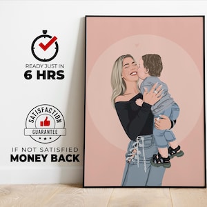 Ritratto di famiglia personalizzato, ritratto personalizzato, disegno da foto, regalo ritratto per la famiglia, famiglia di arte murale,